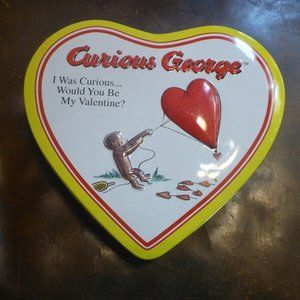 Curious George Adventures Valentine's Day Heart Shaped Tin Necco Sweethearts